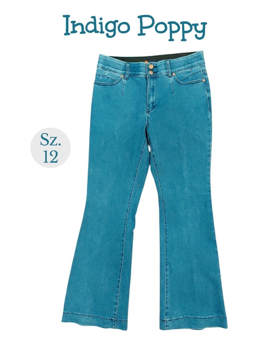 Indigo Poppy Flare Jeans high rise tummy tuck control